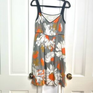 Moulinette Soeurs Dove Gray Floral Silk A Line Dress